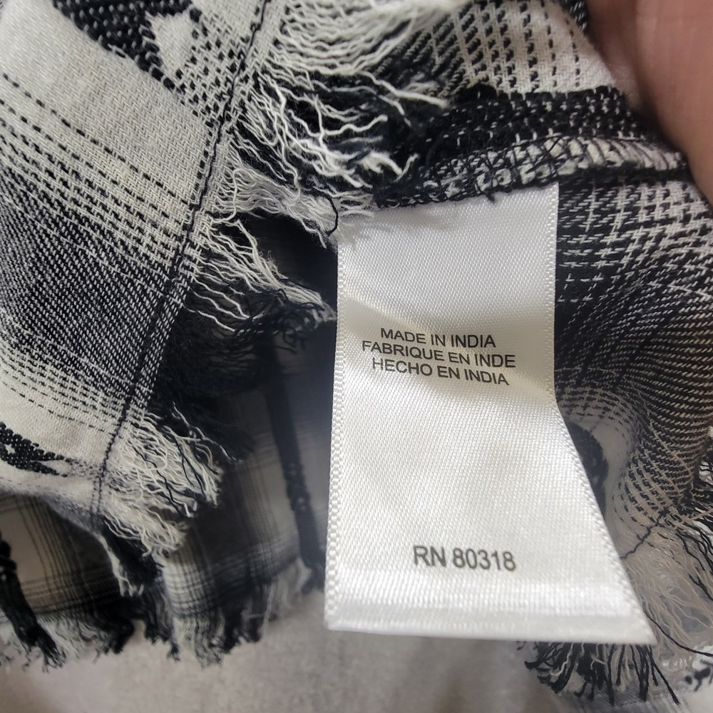 NWT $79 Lucky Brand Raw Edge Plaid Cropped Western Button-Down Cotton Flannel XL - Picture 6 of 11